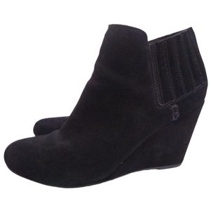 Dolce Vita Womens Gwynn Black Genuine Suede Leather Wedge Heel Ankle Booties 9